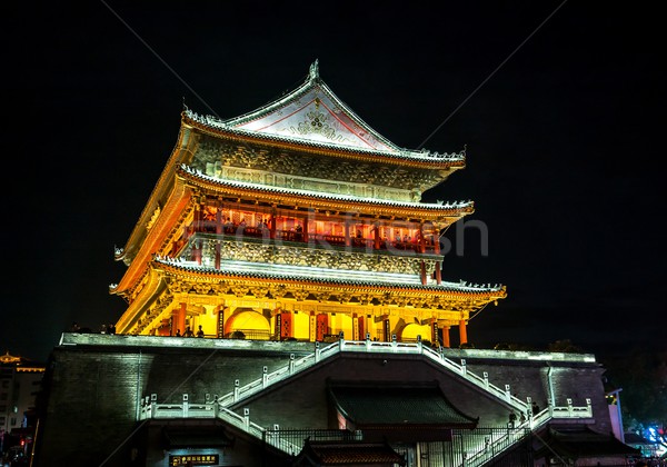 Drum wieża starożytnych miasta Chiny noc Zdjęcia stock © vichie81