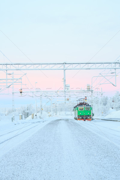 Verde tren locomotiva statie tehnologie Imagine de stoc © vichie81