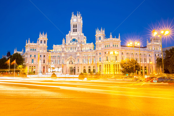 Madrid Platz zentrale Postamt Spanien Stock foto © vichie81