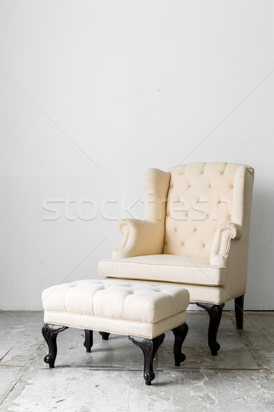 Stock foto: Beige · Retro · Stuhl · Stoff · Stil