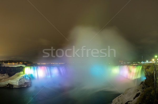 Niagara Falls noc panorama oświetlenie świetle podkowy Zdjęcia stock © vichie81