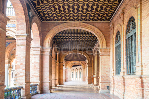 Corridor of Spanish Square Sevilla Spain Stock photo © vichie81