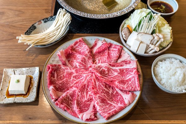 Wagyu beef Shabu hot pot set Stock photo © vichie81