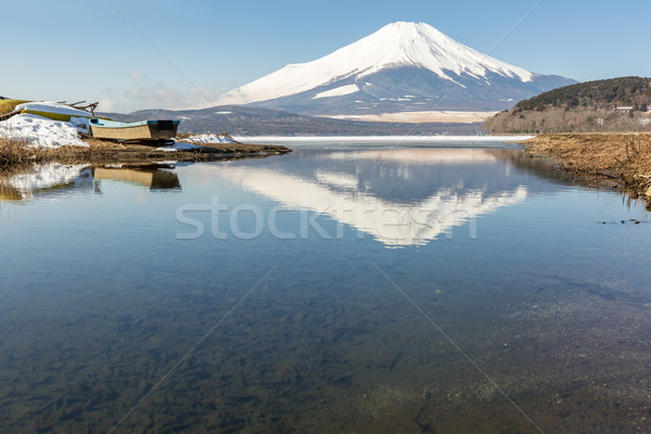 Winter Mount Fuji meer reflectie sneeuw Stockfoto © vichie81