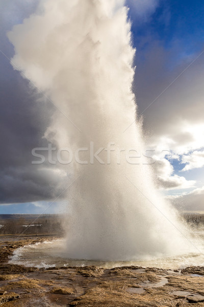 Stock foto: Island · Heiße · Quelle · Ausbruch · golden · Kreis · Wasser