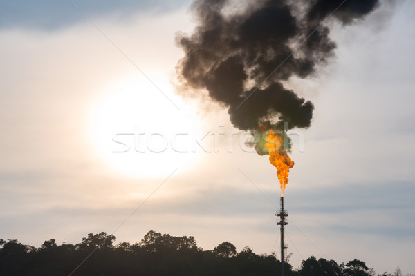 Poluare ulei turn fum cer Imagine de stoc © vichie81
