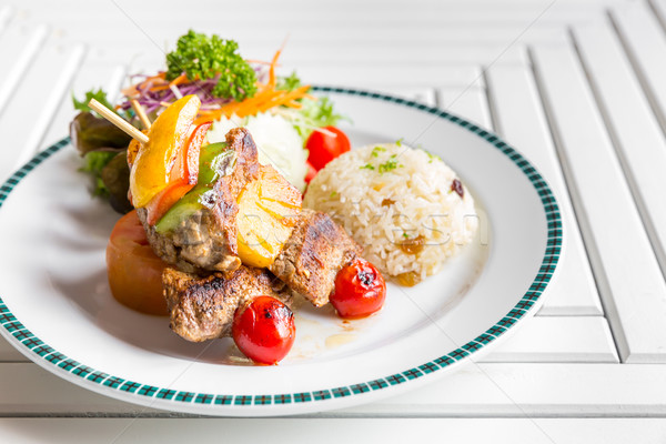 grilled beef skewer with rice Stock photo © vichie81
