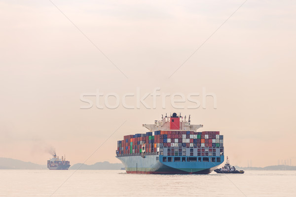 Przemysłowych portu kontenerowiec przemysłu liny transportu Zdjęcia stock © vichie81