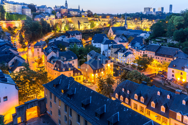 Luxembourg Night City ville coucher du soleil haut vue [[stock_photo]] © vichie81