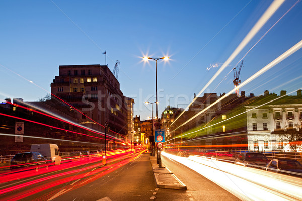 Londra Cityscape yol ışık iz akşam karanlığı Stok fotoğraf © vichie81