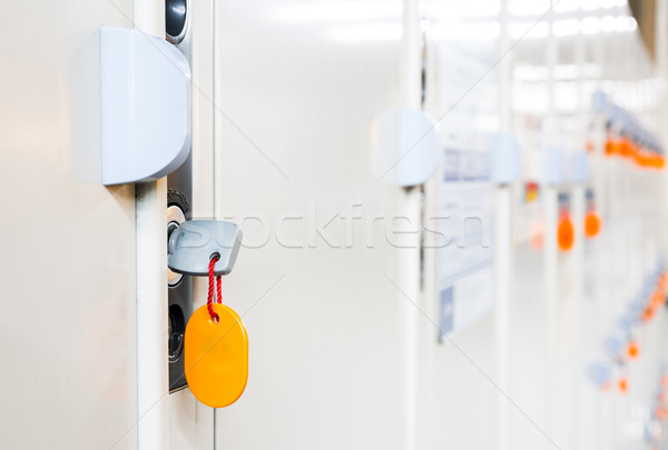 Kastje opslag perspectief rij kabinet deur Stockfoto © vichie81