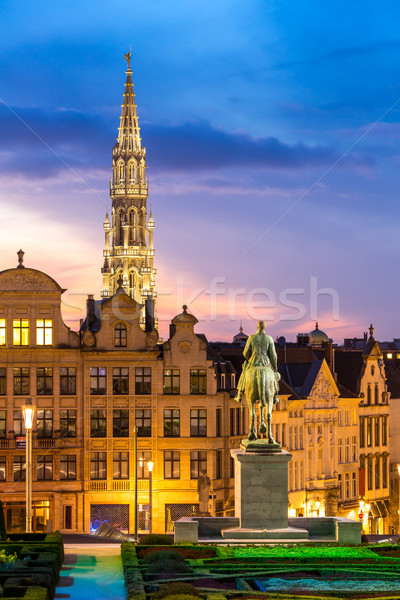 Brüksel Cityscape Belçika sanat akşam karanlığı Bina Stok fotoğraf © vichie81