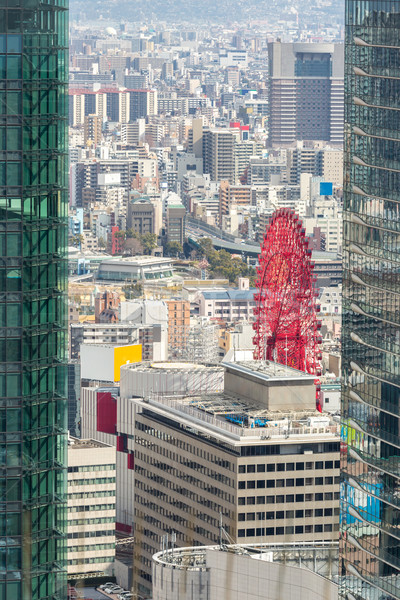 Oszaka városkép légifelvétel sziluett épület Japán Stock fotó © vichie81