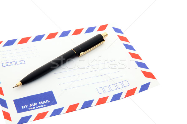 Levegő posta boríték toll izolált fehér Stock fotó © vichie81