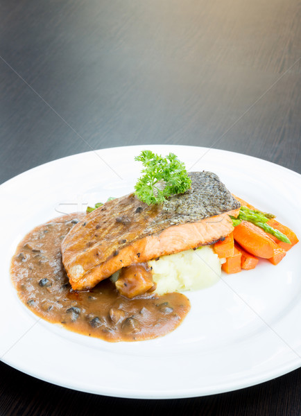 grilled salmon steak Stock photo © vichie81