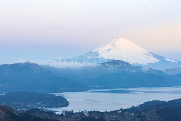 Foto d'archivio: Fuji · montagna · lago · sunrise · inverno · cielo