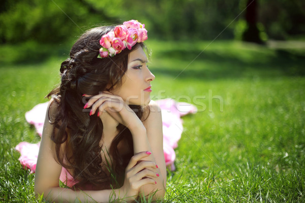 Beauty Romantic Girl Outdoors. Beautiful Teenage Model girl with Stock photo © Victoria_Andreas