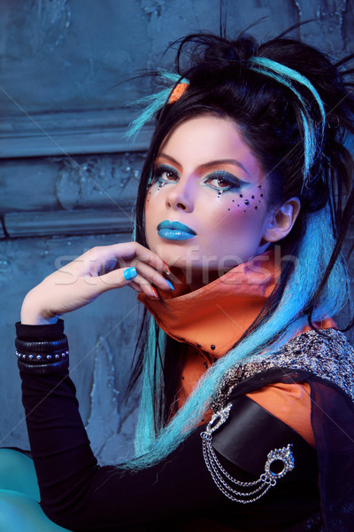 Mode model poseren portret punk meisje Stockfoto © Victoria_Andreas