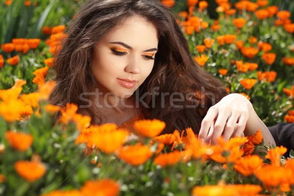 Enjoyment - free smiling woman enjoying happiness. Beautiful wom Stock photo © Victoria_Andreas