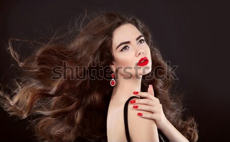 Beauty makeup artist woman applying make up sensual brunette gir Stock photo © Victoria_Andreas