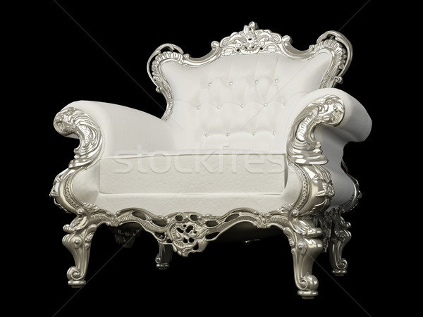 Koninklijk witte fauteuil zilver frame zwarte Stockfoto © Victoria_Andreas