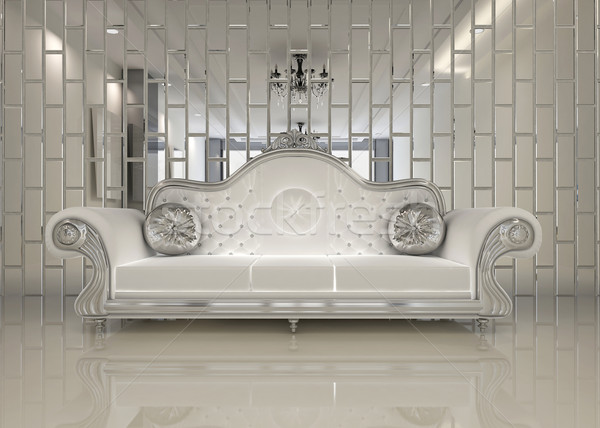 Modern white sofa in royal interior apartment space Stock photo © Victoria_Andreas