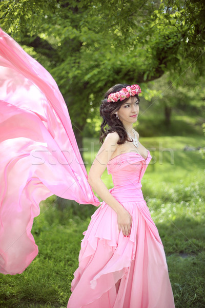 Beauty Romantic Girl Outdoors. Beautiful Teenage Model girl Dres Stock photo © Victoria_Andreas