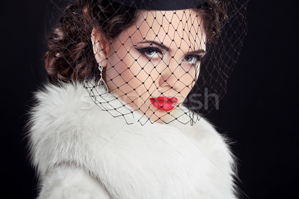 Beauty portrait of passionate elegant woman with hot red lips, w Stock photo © Victoria_Andreas