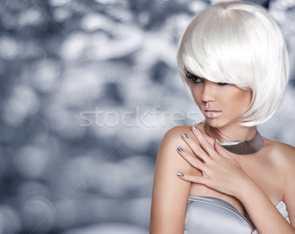 Fashion Blond Girl. Bob Hairstyle. White Short Hair. Beauty Port Stock photo © Victoria_Andreas