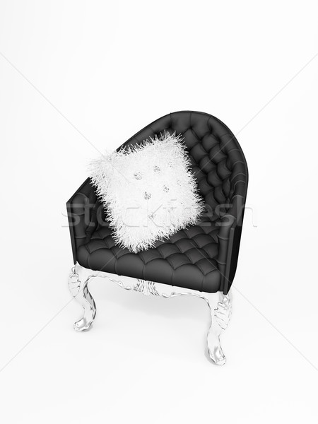 [[stock_photo]]: Cuir · fauteuil · coussin · isolé · blanche · bureau