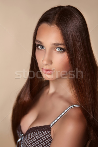 Long Hair. Beauty Woman with Healthy Shiny Smooth Brown Hair. Mo Stock photo © Victoria_Andreas