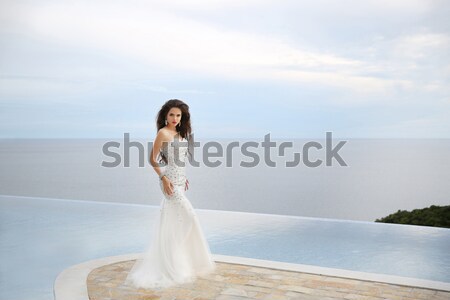Stockfoto: Mooie · bruid · trouwjurk · outdoor · portret · brunette