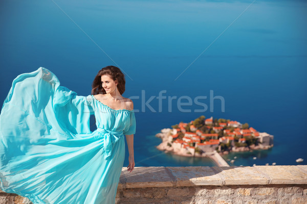 Gozo moda sorrindo vestir azul Foto stock © Victoria_Andreas