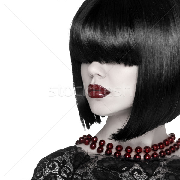 Fashion Stylish Beauty Portrait. Brunette Girl with fringe over  Stock photo © Victoria_Andreas