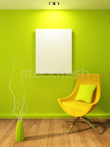 Lege illustratie moderne interieur fauteuil vaas Stockfoto © Victoria_Andreas