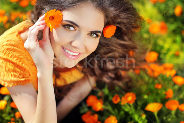 Beauty happy Romantic woman Outdoors. Beautiful Teenage girl emb Stock photo © Victoria_Andreas
