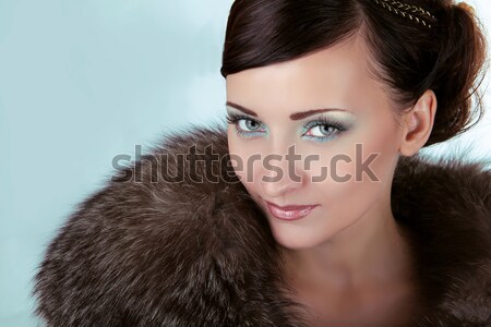 Portrait mode femme manteau de fourrure isolé blanche Photo stock © Victoria_Andreas