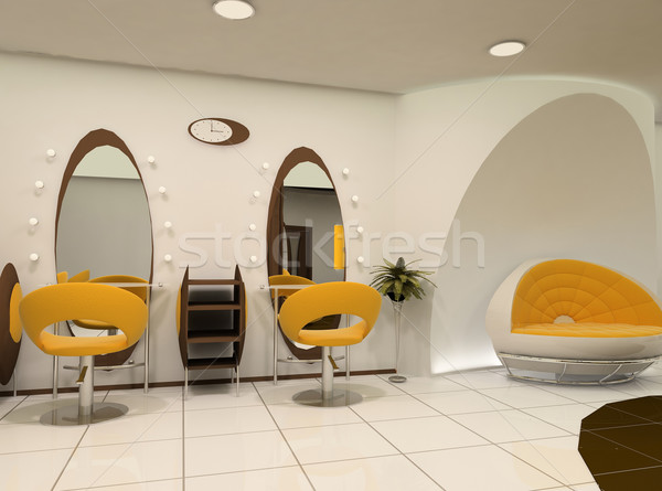 Foto stock: Interior · luxo · salão · de · beleza · construção · beleza · cadeira