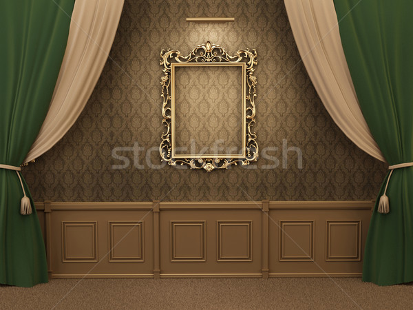 Stock photo: Gallery Interior with empty frames on wall