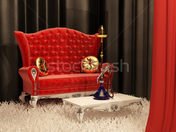 Foto stock: Sofá · travesseiro · hookah · interior · estilo · quadro