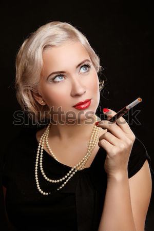 Glamour moda portret kobiety piękna brunetka długo Zdjęcia stock © Victoria_Andreas