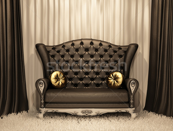 Luxueus leder sofa gordijn textuur Stockfoto © Victoria_Andreas