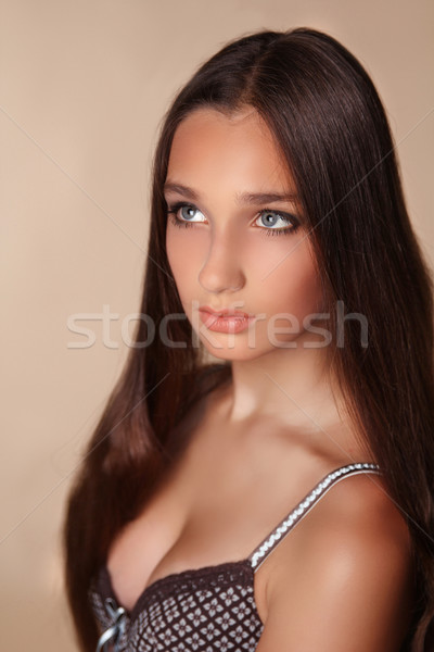 Long Hair. Beauty Woman with Healthy Shiny Smooth Brown Hair. Mo Stock photo © Victoria_Andreas