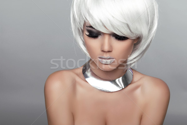Fashion Beauty Portrait Woman. White Short Hair. Beautiful Girl' Stock photo © Victoria_Andreas