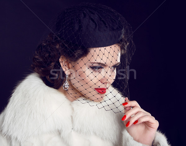 ретро Lady красивая женщина роскошь шуба моде Сток-фото © Victoria_Andreas