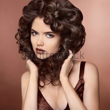 Fashion Woman Beauty Portrait. Makeup. Long wavy shine hair. Bru Stock photo © Victoria_Andreas