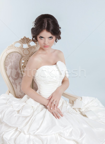 Beautiful bride model girl wearing in wedding dress with volumin Stock photo © Victoria_Andreas