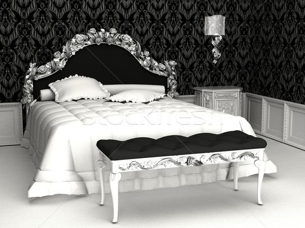 Stock fotó: Királyi · bútor · barokk · hálószoba · hotel · lámpa