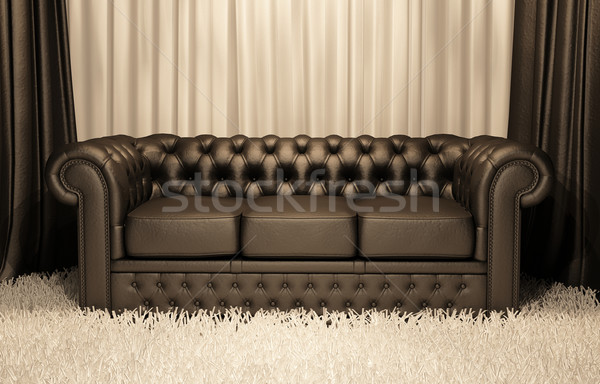 Bruin leder sofa luxe interieur kamer Stockfoto © Victoria_Andreas