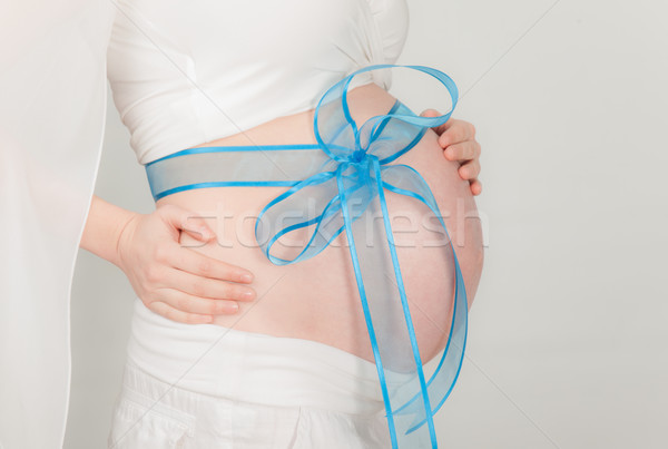 Bébé abdomen enceintes ruban garçon [[stock_photo]] © vilevi